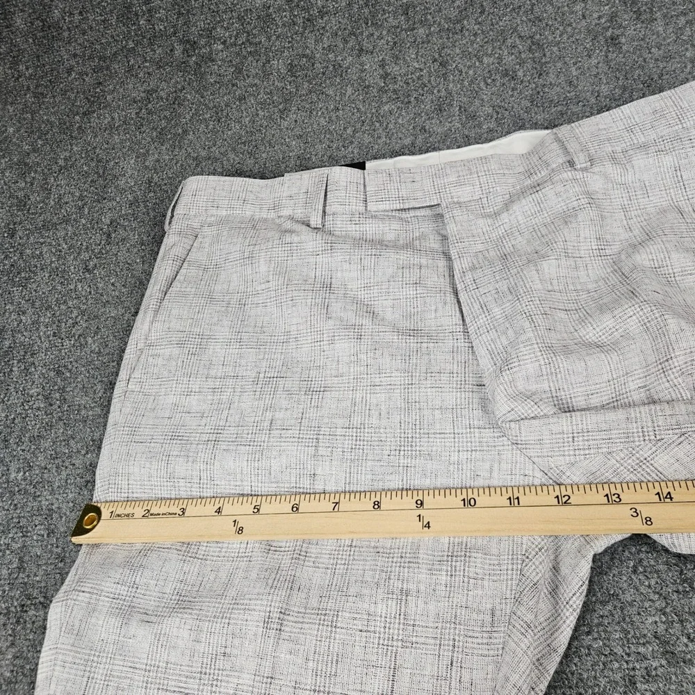 Moss London Slim Fit Trousers Grey Glen Check Dress Pants 36R NWT